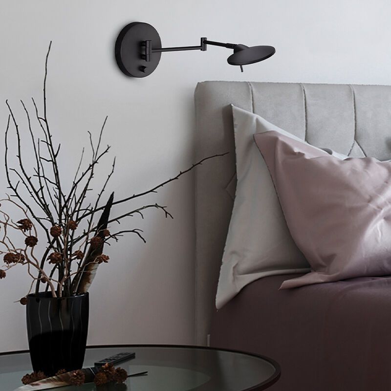 Fekete fém fali lámpa, Sinbad, 8 W, 3000 K LED