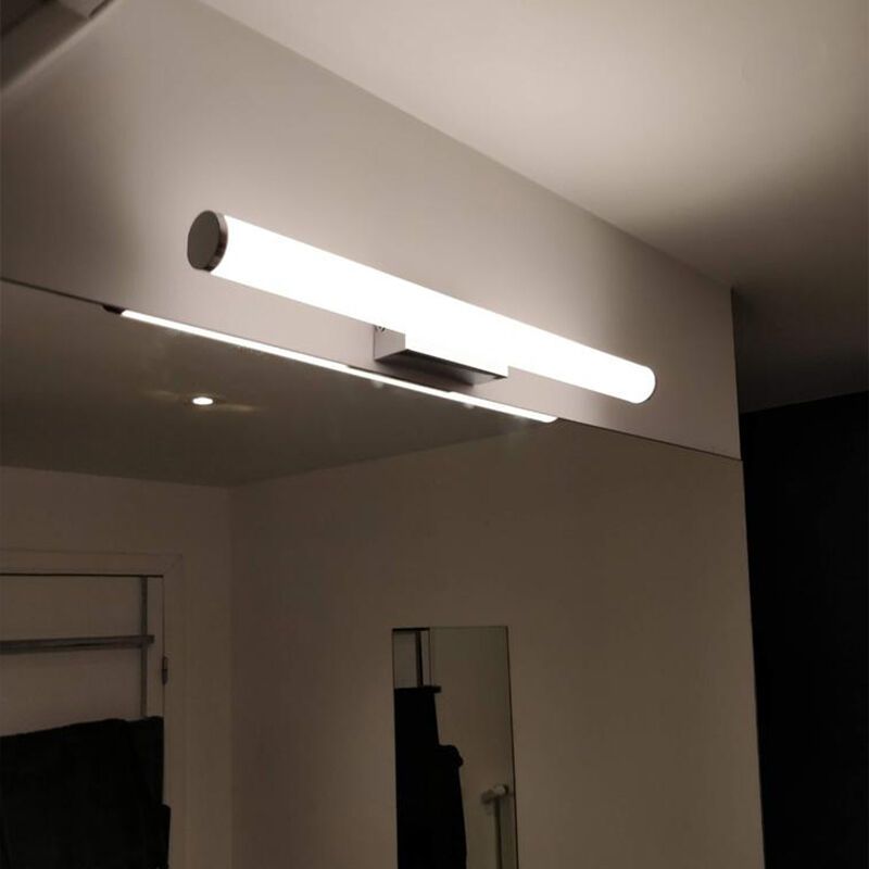 Króm műanyag tükör világítás, Staby, 6,5 W, 3000 K LED, IP44, kapcsolóval