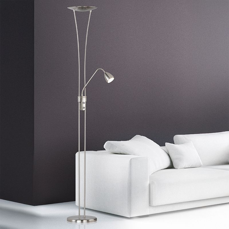 Nikkel fém állólámpa, Stijn, 20 W, 3000 K LED, kapcsolóval
