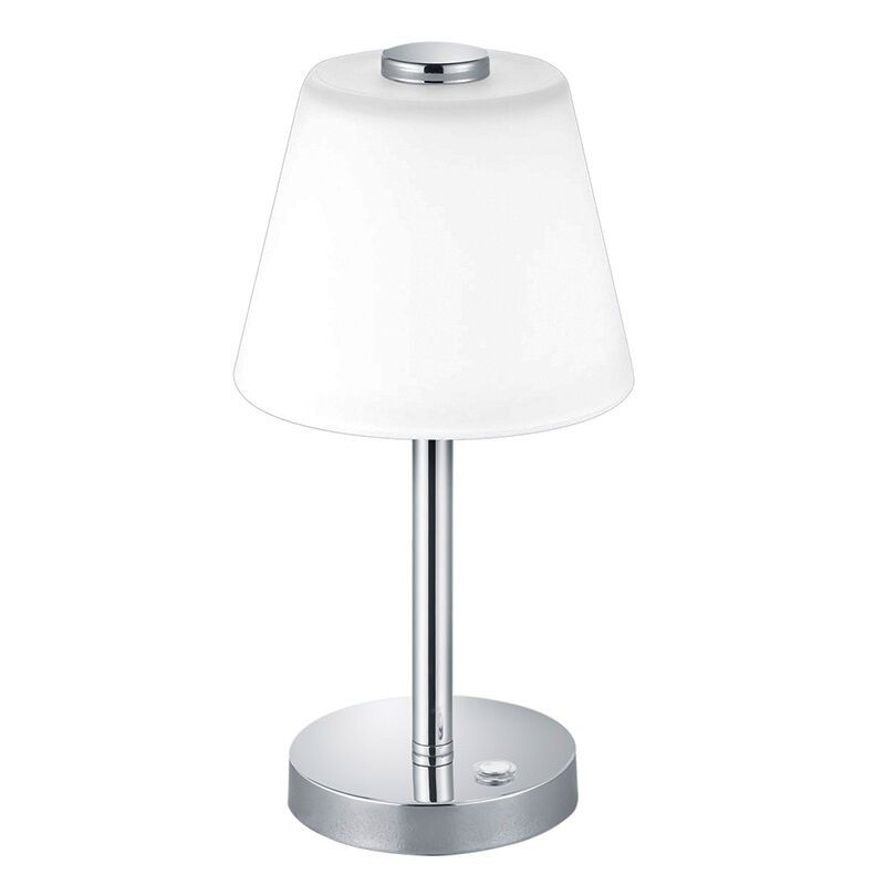 Króm fém asztali lámpa, Liv, 4 W, 3000 K LED, kapcsolóval