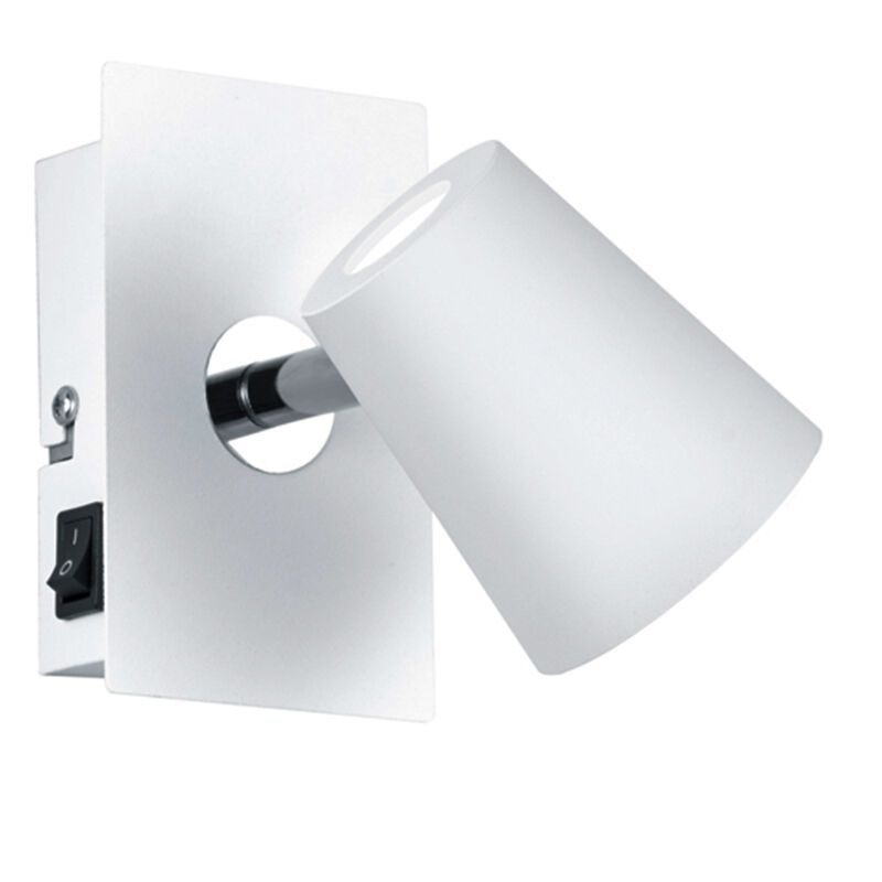 Fehér üveg fali spot lámpa, Laysha, 6 W, 3000 K LED, kapcsolóval