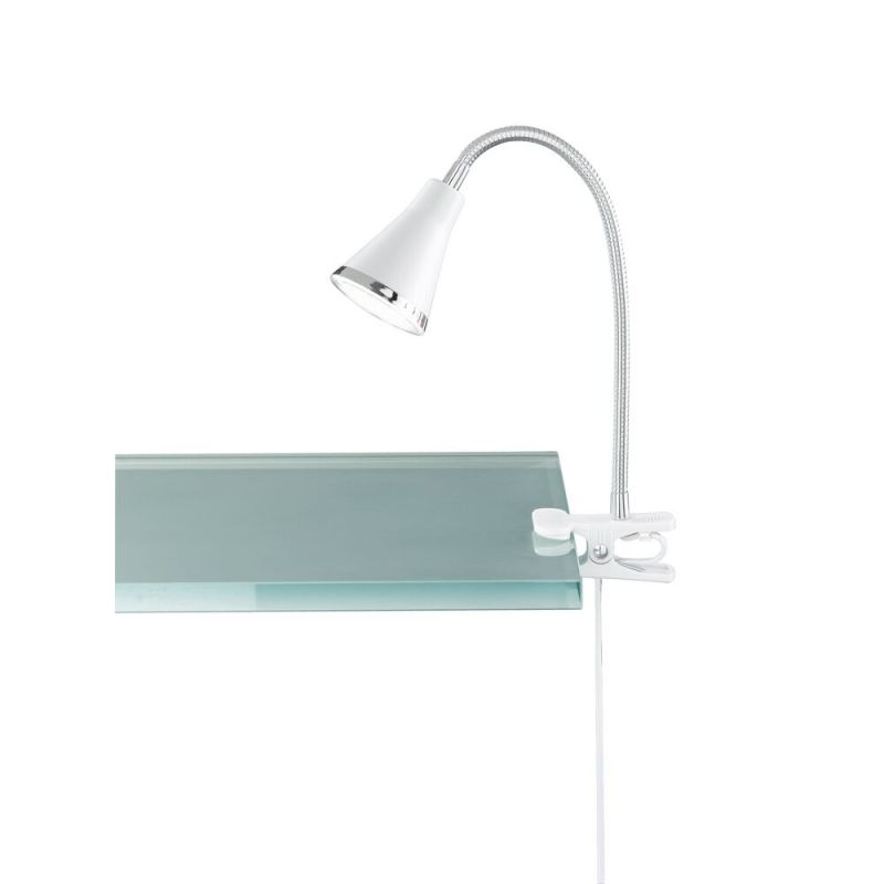 Fehér műanyag csiptetős spot lámpa, Taimi, 3,8 W, 3000 K LED, kapcsolóval