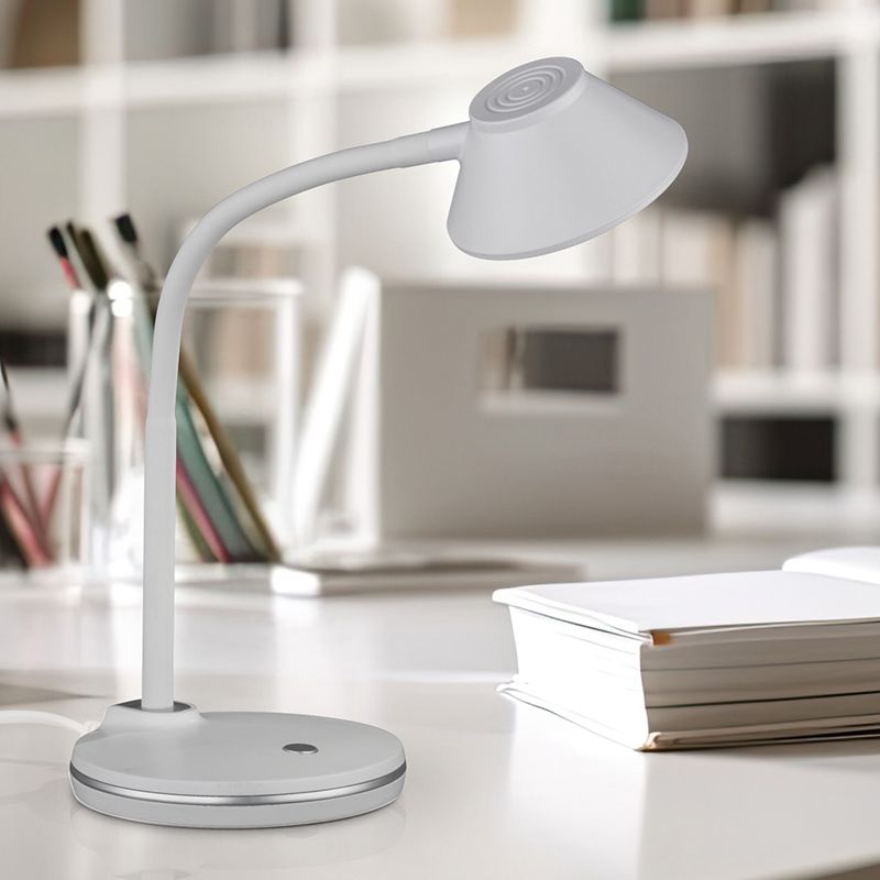 Fehér műanyag asztali lámpa, Nano, 3,2 W, 3000 K LED, kapcsolóval