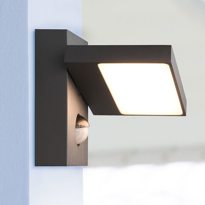 Antracit alumínium mozgásérzékelős kültéri fali lámpa, Tabita, 8 W, 3000 K LED, IP54