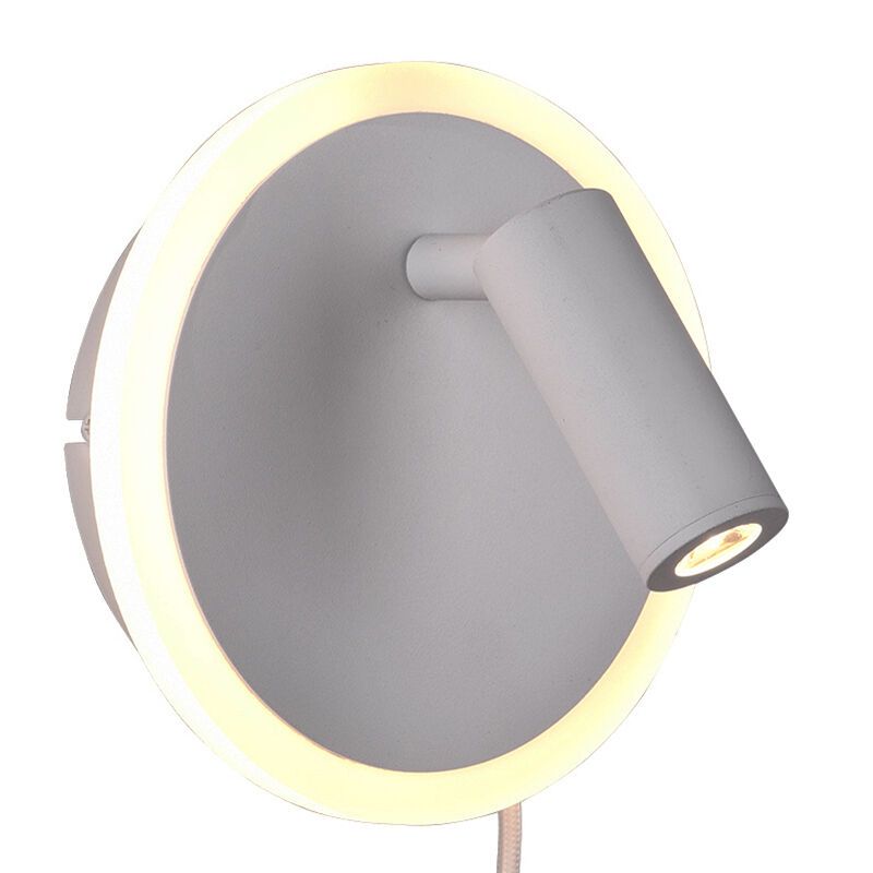 Fehér fém fali lámpa, Sirias, 5 W, 3000 K LED, kapcsolóval