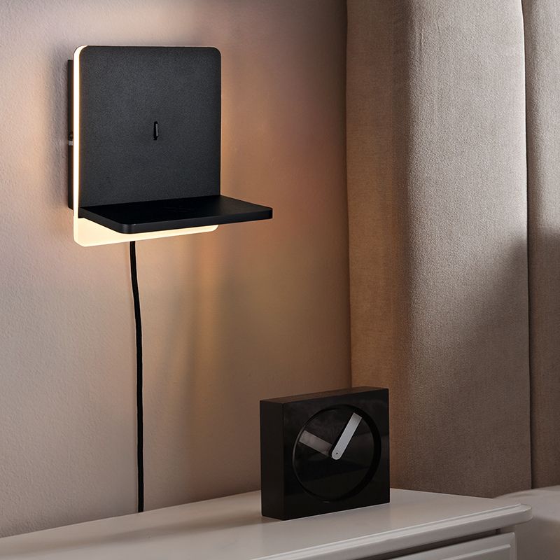 Fekete fém fali lámpa, Margje, 9 W, 3000 K LED, kapcsolóval