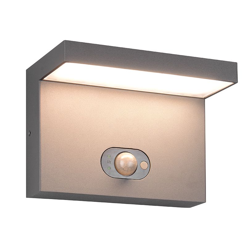 Antracit alumínium napelemes kültéri fali lámpa, Nesrin, 5 W, white switch LED, IP65