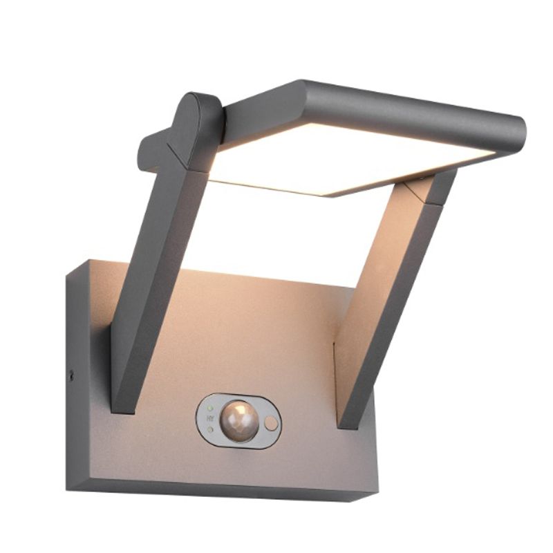 Antracit alumínium napelemes kültéri fali lámpa, Maku, 5 W, white switch LED, IP65