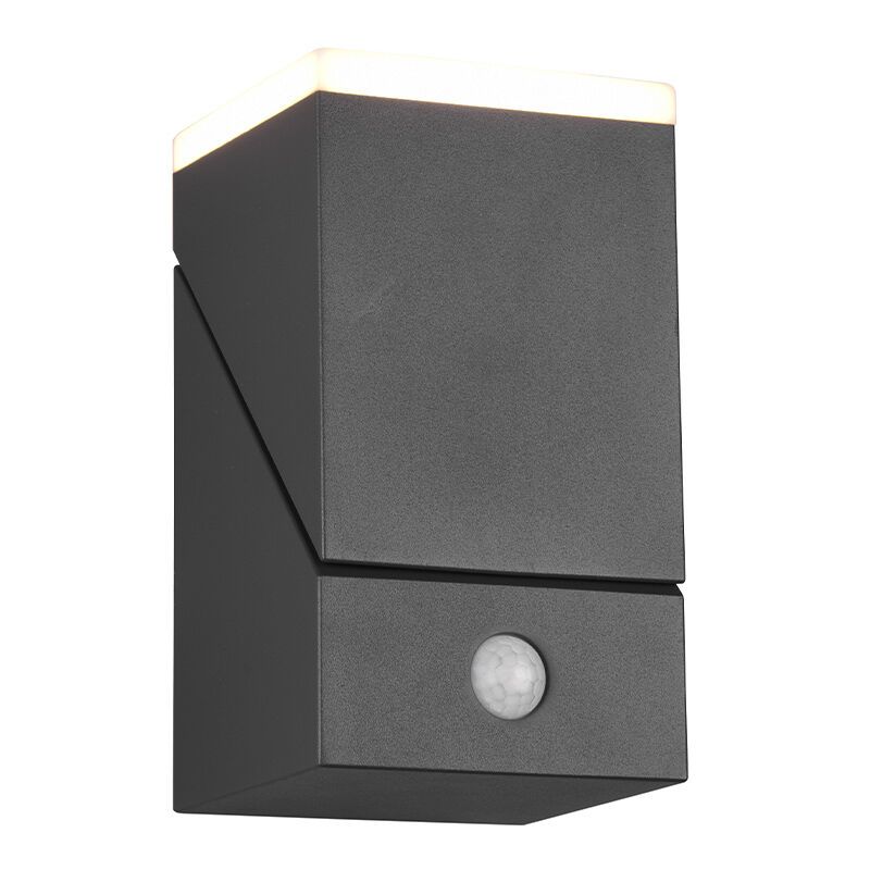Antracit alumínium mozgásérzékelős kültéri fali lámpa, Liron, 7 W, 3000 K LED, IP54