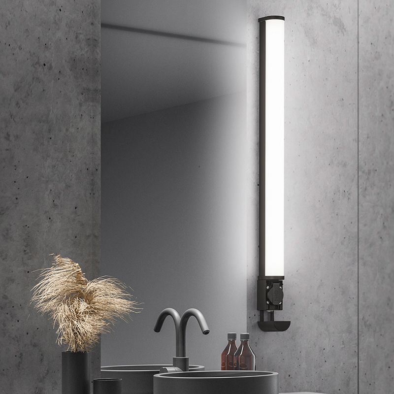 Fekete műanyag fürdőszoba fali lámpa, Bernou, 16 W, 3000 K LED, IP44