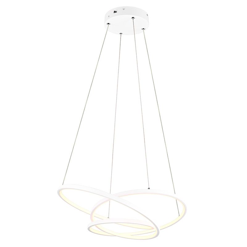 Fehér fém függőlámpa, Teodore, 34 W, white switch LED, 3 fokozatban szabályozható