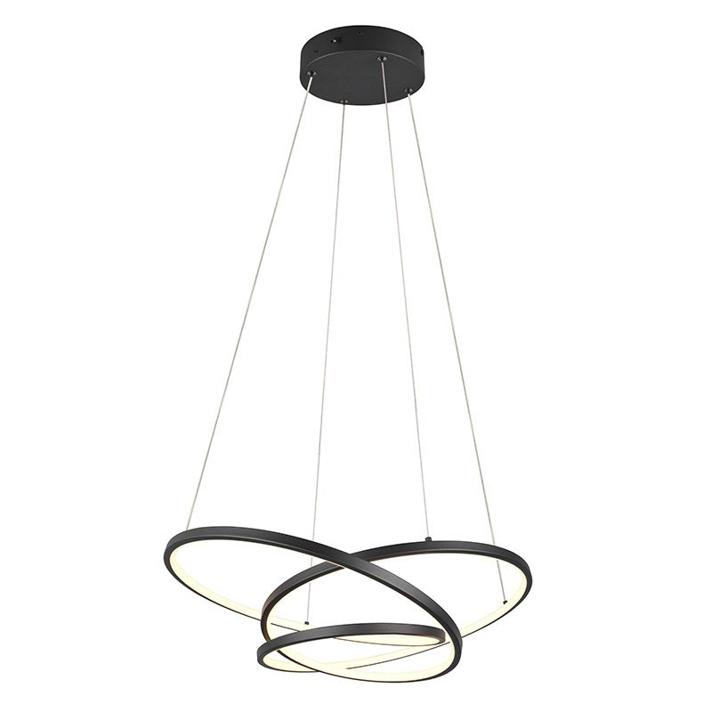 Fekete fém függőlámpa, Teodore, 34 W, white switch LED, 3 fokozatban szabályozható