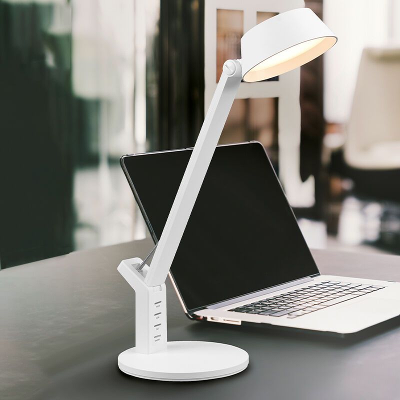 Fehér műanyag íróasztal lámpa, Lindi, 5 W, melegtől hidegig állítható fehér LED, kosketushimmentimellä
