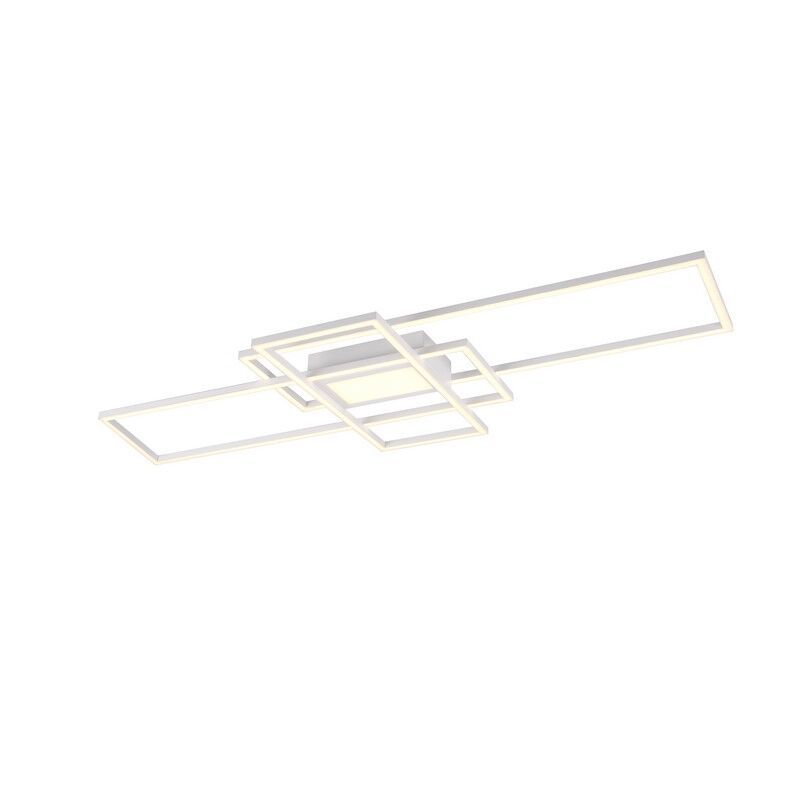 Fehér fém plafon lámpa, Retan, 60 W, melegtől hidegig állítható fehér LED, távirányítóval