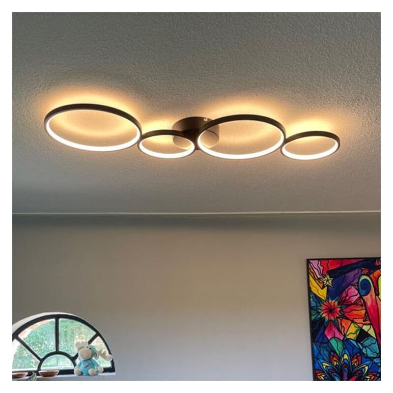 Fekete fém plafon lámpa, Robon, 37 W, 3000 K LED