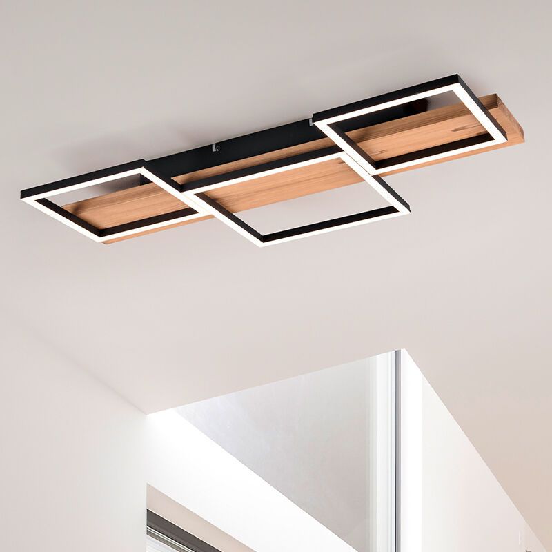 Barna fa plafon lámpa, Justian, 30 W, 3000 K LED, 3 fokozatban szabályozható