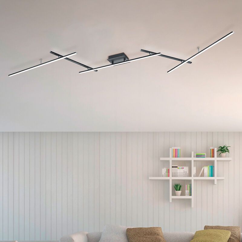 Fekete fém plafon lámpa, Nadja, 22 W, RGBW LED, távirányítóval