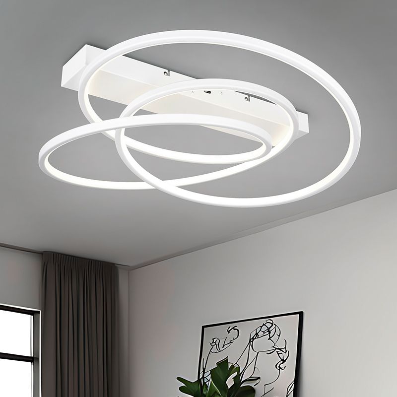 Fehér fém plafon lámpa, Teodore, 34 W, white switch LED, 3 fokozatban szabályozható