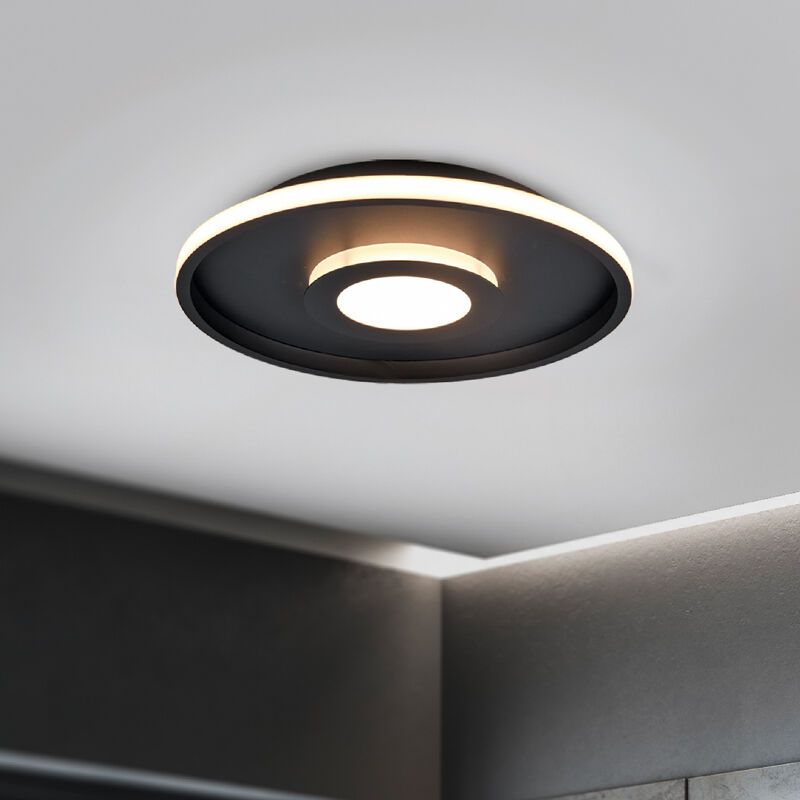 Fekete fém fürdőszoba mennyezeti lámpa, Kayla, 35 W, 3000 K LED, IP44