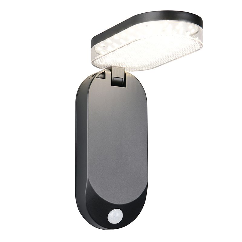 Fekete műanyag napelemes kültéri fali lámpa, Laquisha, 3 W, 4000 K LED, IP44