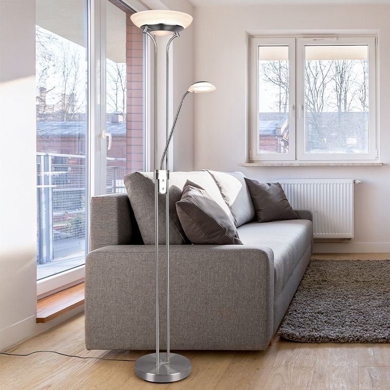 Nikkel fém álló olvasólámpa, Fredrika, 27 W, 3000 K LED, kosketushimmentimellä