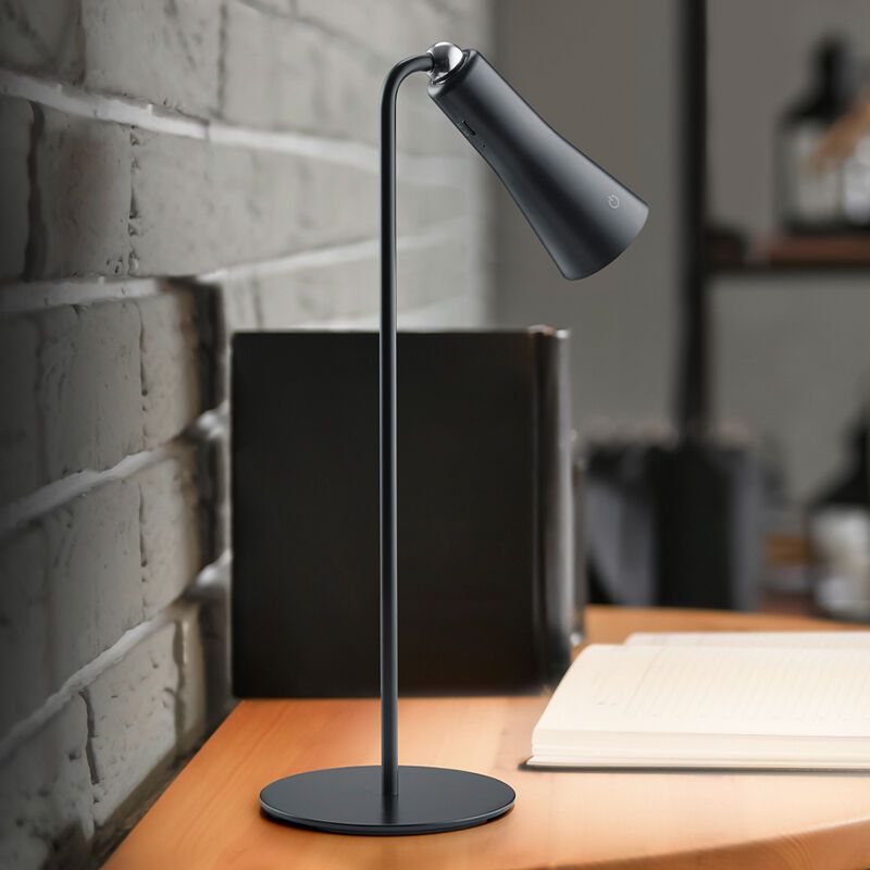 Fekete fém asztali lámpa, Remko, 2 W, 3000 K LED, kosketushimmentimellä