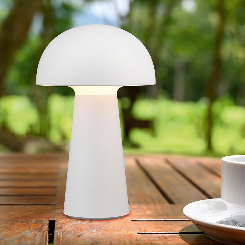 Fehér műanyag kültéri asztali lámpa, Rachelle, 2 W, 3000 K LED, IP44, kapcsolóval