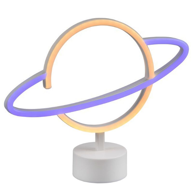 Fehér műanyag gyerek asztali lámpa, Planet, 2 W, 3000 K LED, kapcsolóval