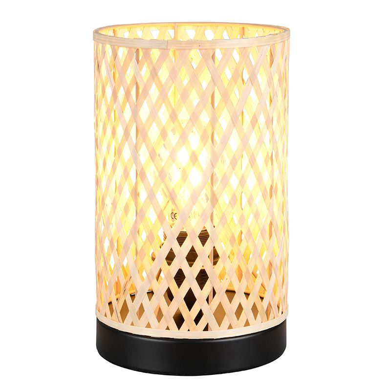 Rattan asztali lámpa barna, Laut, kapcsolóval