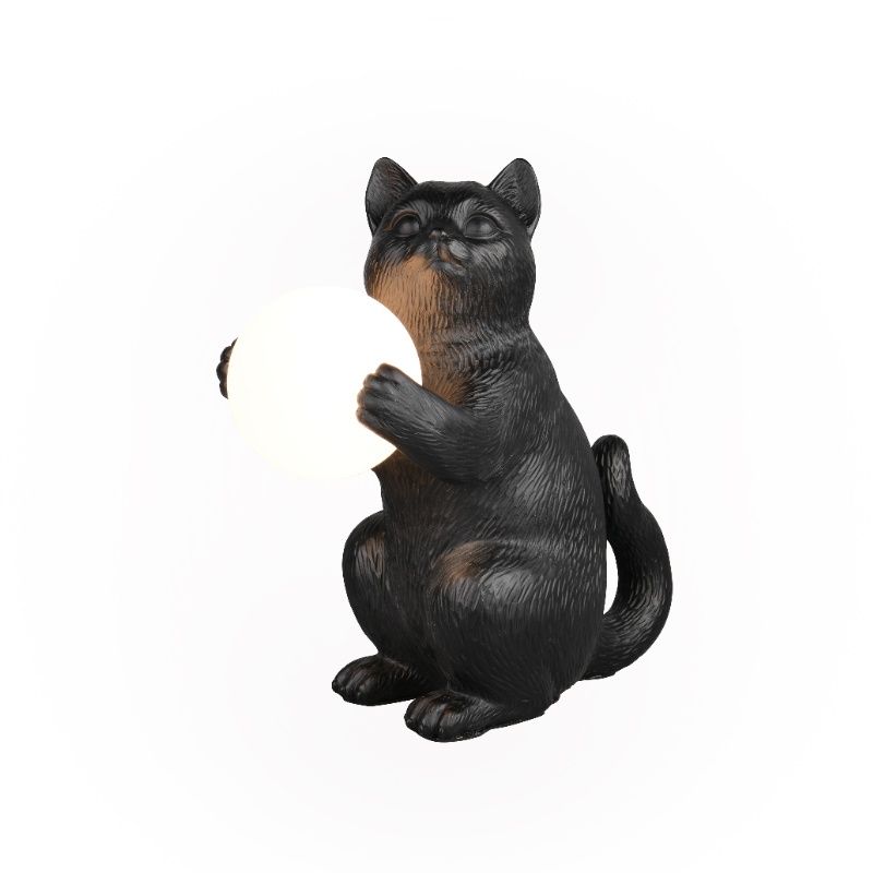 Fekete műanyag asztali lámpa, Gatto, kapcsolóval