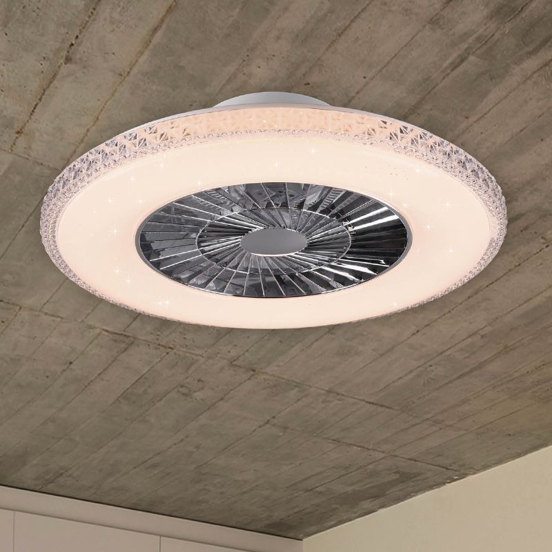 Króm mennyezeti ventilátor, Damon, 40 W, melegfehértől hidegfehérig állítható LED, távirányítóval Króm mennyezeti ventilátor, Damon, 40 W, melegfehértől hidegfehérig állítható LED, távirányítóval