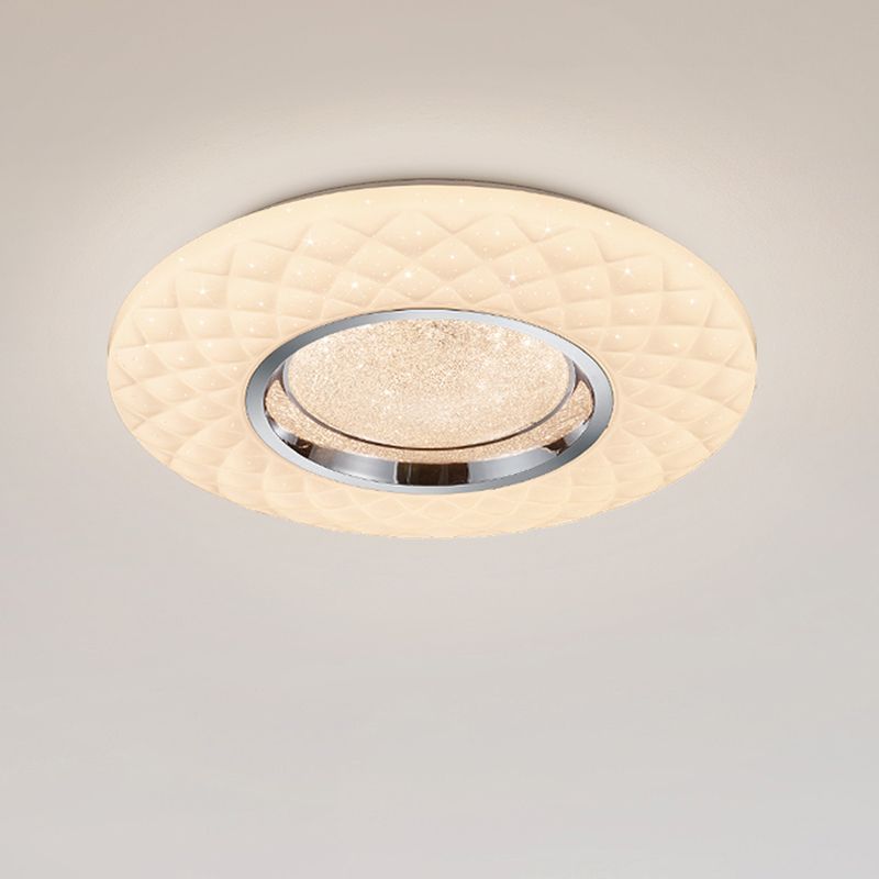 Fehér műanyag plafon lámpa, Neema, 22 W, melegtől hidegig állítható fehér LED, távirányítóval