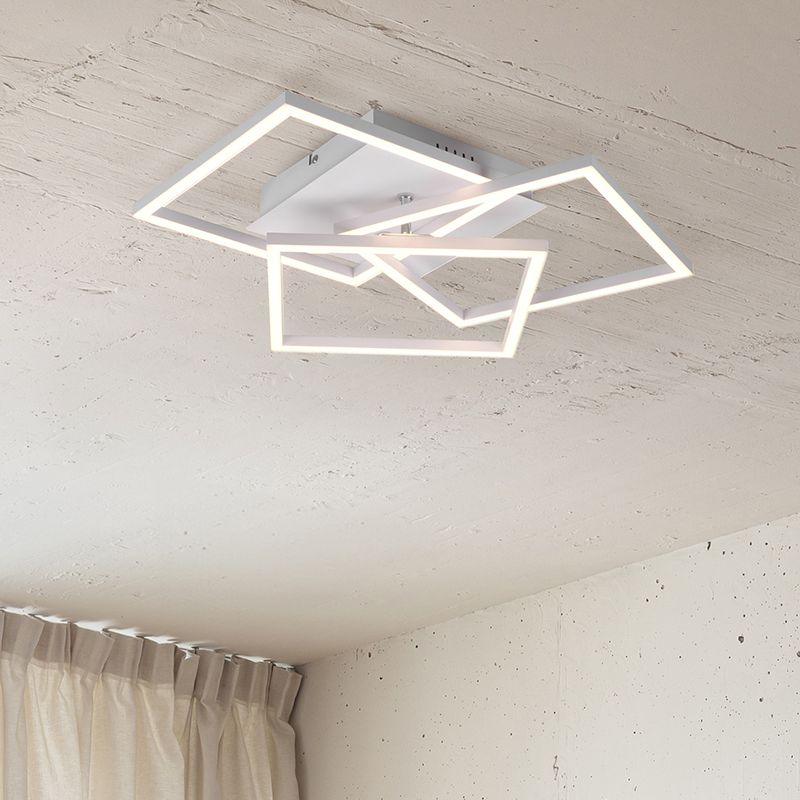 Fehér fém plafon lámpa, Bibiana, 28 W, melegtől hidegig állítható fehér LED, távirányítóval