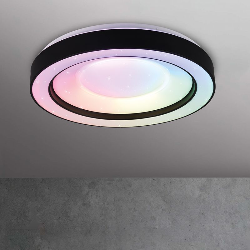 Fekete műanyag plafon lámpa, Navin, 22 W, RGBW LED, távirányítóval