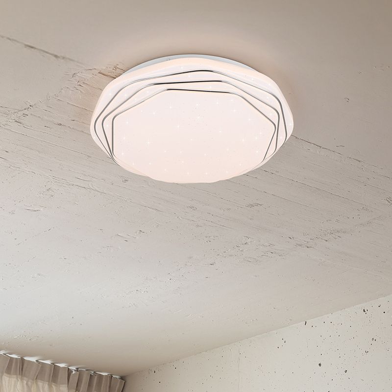 Fehér műanyag plafon lámpa, Ouafa, 22 W, melegtől hidegig állítható fehér LED, távirányítóval