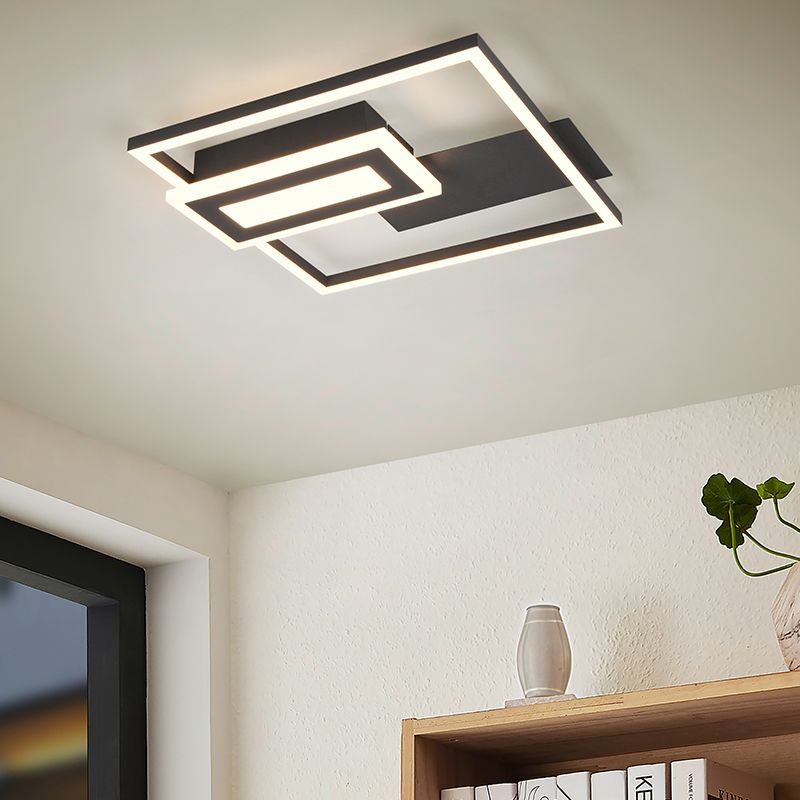 Fekete fém plafon lámpa, Shun, 22 W, 3000 K LED