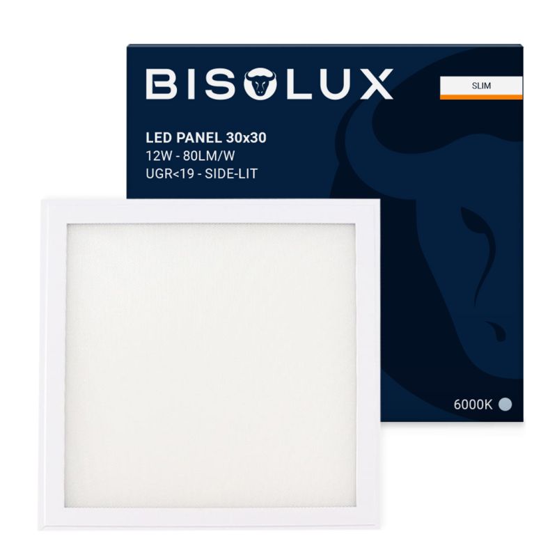 Bisolux 30x30 cm LED Panel - 12W - 6000K - UGR<19 - Oldalra szerelhető