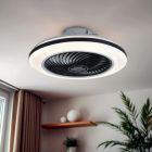 Modern mennyezeti ventilátor fekete színben, Hale, 40W, 3000K LED, távirányítóval