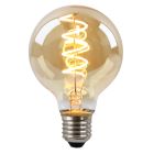 Szabályozható E27 Olucia LED izzószálas lámpa, Tuelo, borostyán, G80, 4W, 2200K