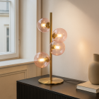 Design asztali lámpa sárgaréz, Remo, kapcsolóval
