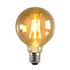 Szabályozható E27 Olucia LED lámpa, G95, 6W, borostyánszínű üveg, 2200k