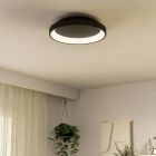 Retro műanyag mennyezeti lámpa fekete, Shauni, 12 W, melegtől hidegig állítható fehér LED, távirányítóval