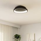Retro műanyag mennyezeti lámpa fekete, Shauni, 12 W, melegtől hidegig állítható fehér LED, távirányítóval