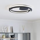 Retro műanyag plafon lámpa fekete, Madhvi, 20 W, melegtől hidegig állítható fehér LED, távirányítóval