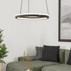 Retro műanyag függőlámpa fekete, Madhvi, 20 W, melegtől hidegig állítható fehér LED, távirányítóval