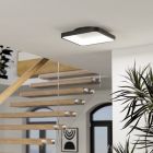 Retro acél okos mennyezeti lámpa fekete, Shauni, 20 W, RGBW LED, távirányítóval