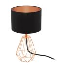Design szövet asztali lámpa réz, Acri, kapcsolóval