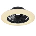 Fekete modern mennyezeti ventilátor műanyagból, Joni, 40W, meleg fehértől hideg fehérig állítható LED, távirányítóval