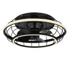 Fekete ipari mennyezeti ventilátor fémből, Jorne, 30W, meleg fehértől hideg fehérig állítható LED, távirányítóval