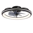 Fekete modern mennyezeti ventilátor műanyagból, Juulke, 40W, meleg fehértől hideg fehérig állítható LED, távirányítóval